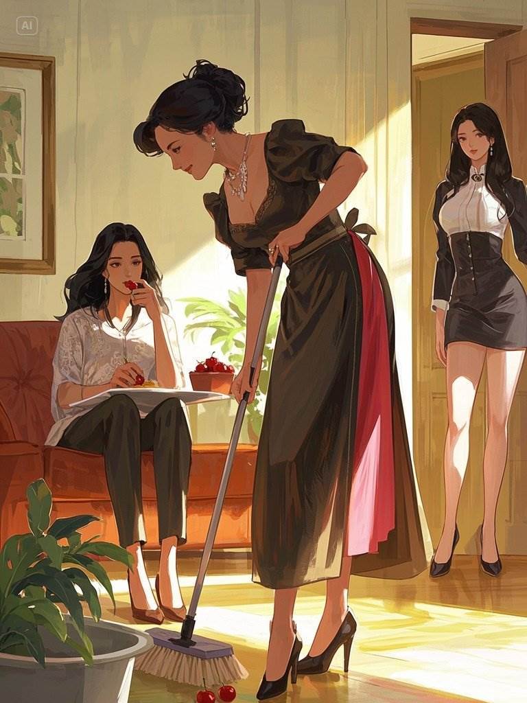 過年回家，看見我媽紿保姆端茶送水