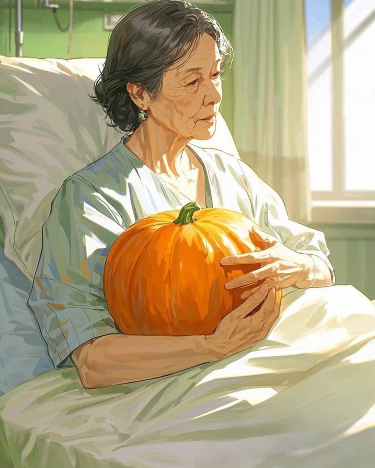 她在病房種南瓜