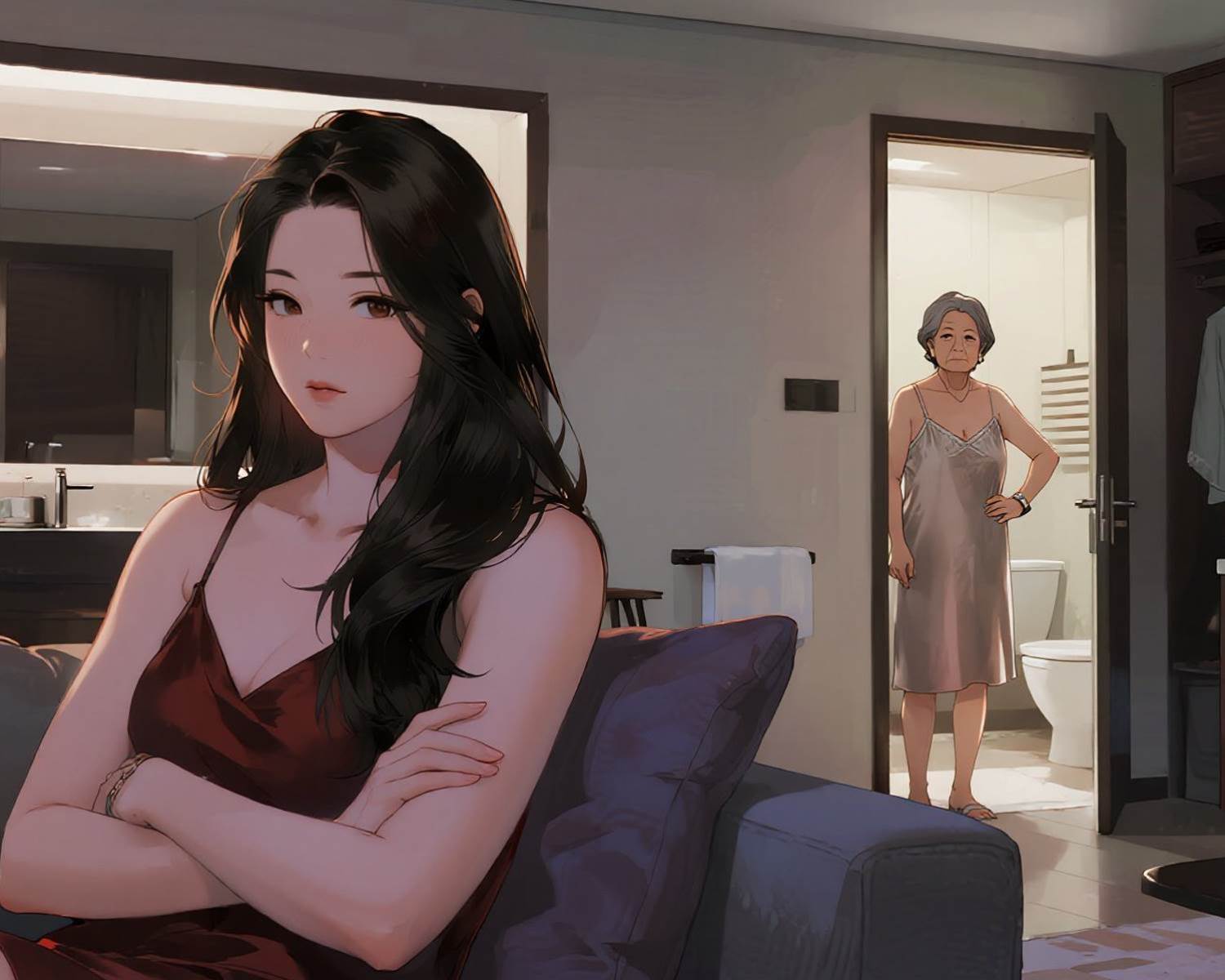 婆婆洗澡不避人