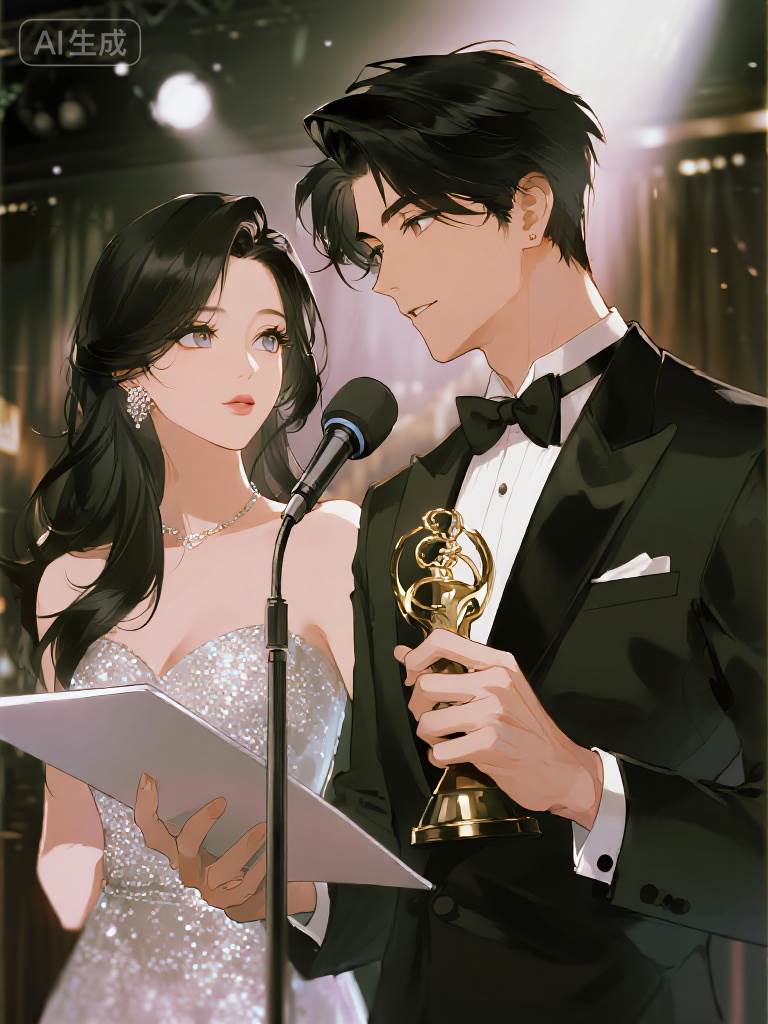 頒獎典禮，未婚夫拉小花上臺官宣