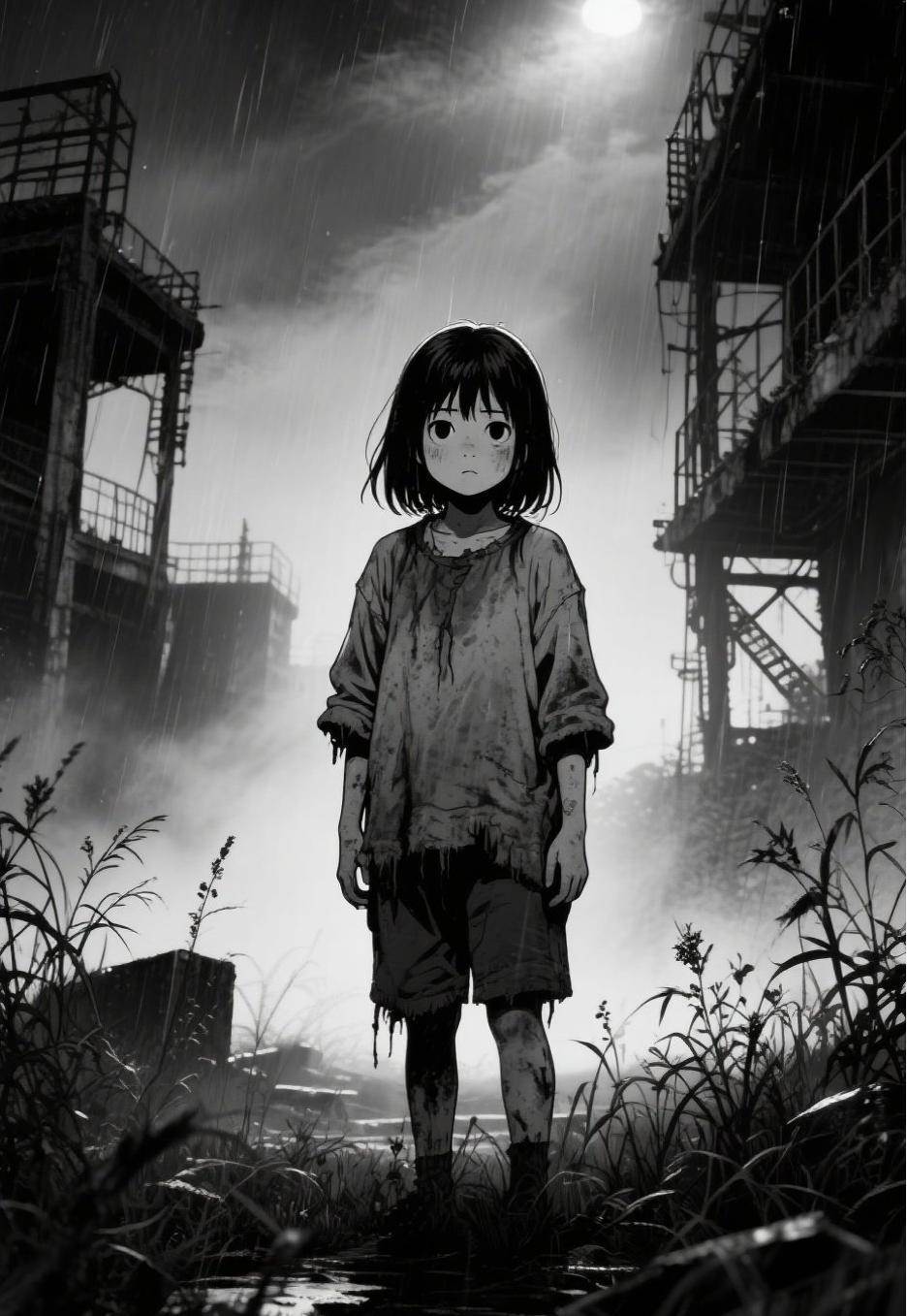 工地旁的小女孩