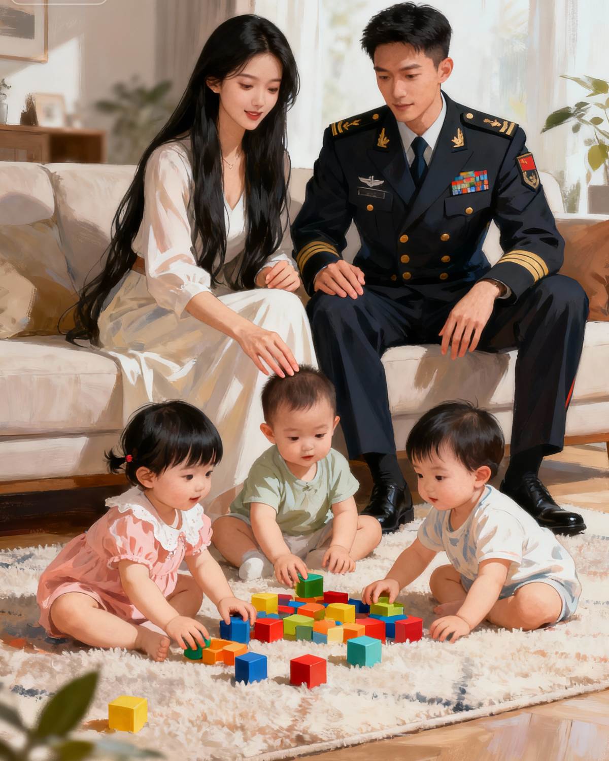 為報恩嫁給絕嗣軍官，我一胎生三寶