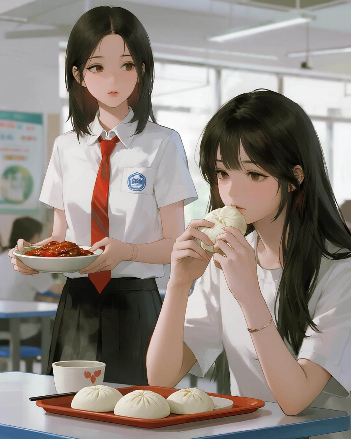 我在食堂啃饅頭，校花非逼我吃肉